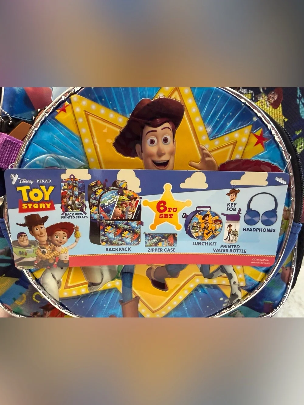 Disney Pixar Toy Story Kids 6 Piece Backpack Set Lunch Bag Headphones